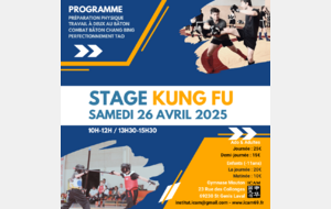 Stage journée KUNG FU : Samedi 26 avril