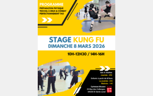 Stage journée KUNG FU : Dimanche 8 mars